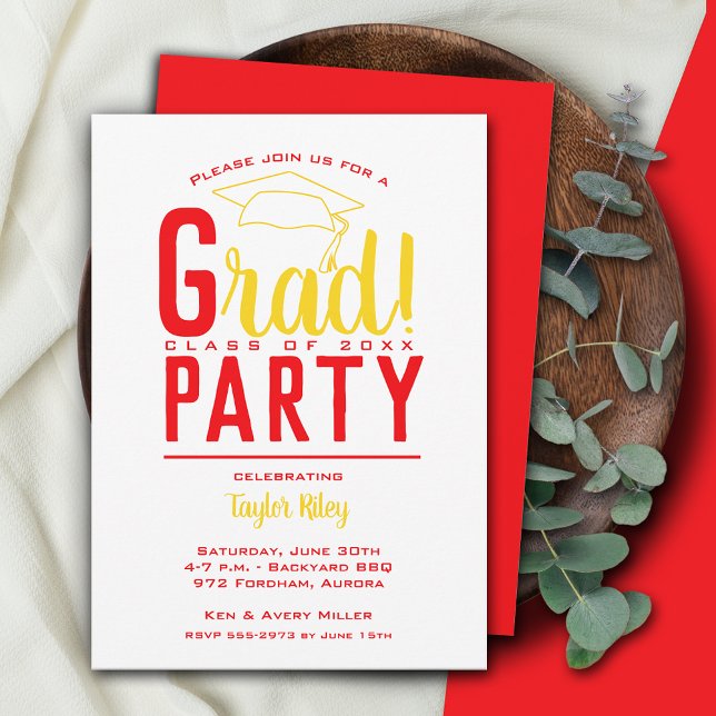 Invitación Partido de Graduación de Oro Rojo y Amarillo (Subido por el creador)