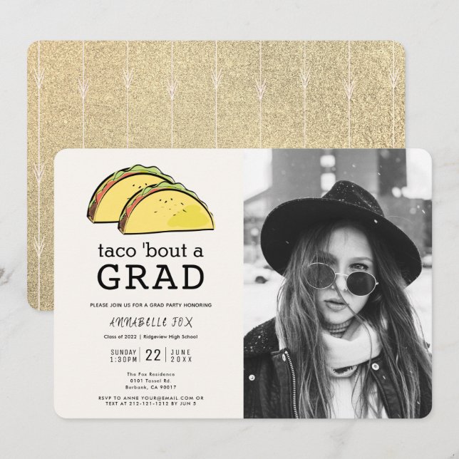 Invitación Partido de Graduación de Oro Taco Bout GRAD Photo (Anverso / Reverso)