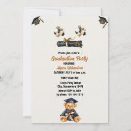 Invitación Partido de Graduación de Oso y gorras