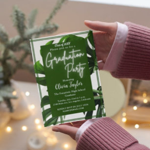 Invitación Partido de Graduación de Palm Tropical Neon Green