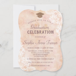 Invitación Partido de Graduación de Papel Antiguo de Rosas de