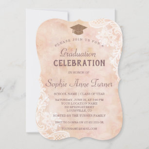 Invitación Partido de Graduación de Papel Antiguo de Rosas de