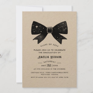 Invitación Partido de Graduación de Papel de Barrido Negro Br