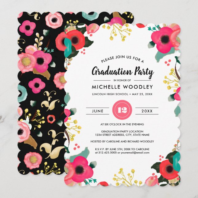 Invitación Partido de Graduación de Personalizados de Pintura (Anverso / Reverso)