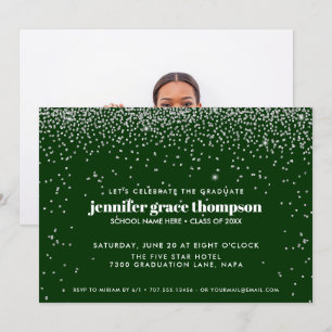 Invitación Partido de Graduación de Plata Confetti y Fotograf