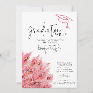 Invitación Partido de Graduación de Pluma Rosa de moda