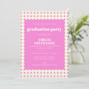Invitación Partido de graduación de puntos geométricos rosado
