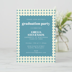 Invitación Partido de Graduación de puntos simples azules de 