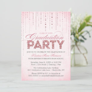 Invitación Partido de graduación de Purpurina de Moda Rosa Gi