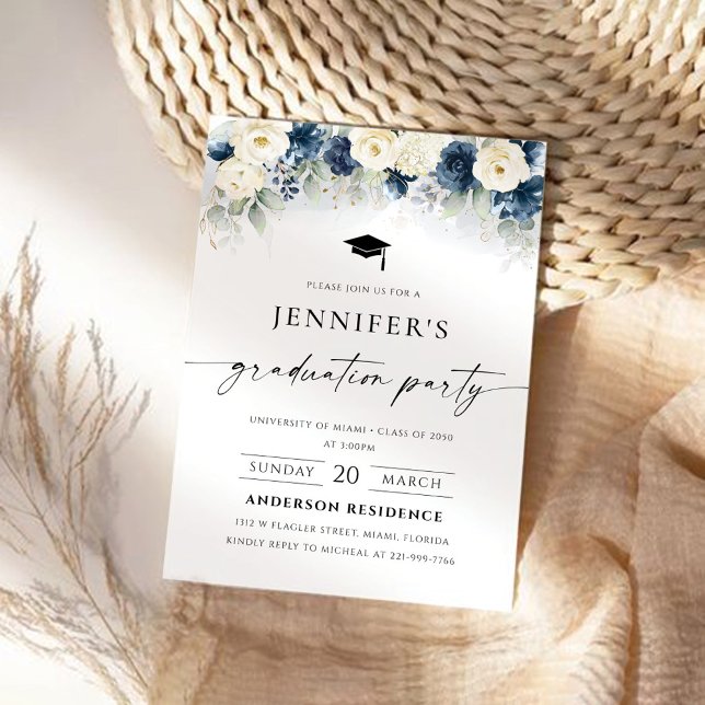 Invitación Partido de Graduación de Rosas Blancas y Azules de (Subido por el creador)