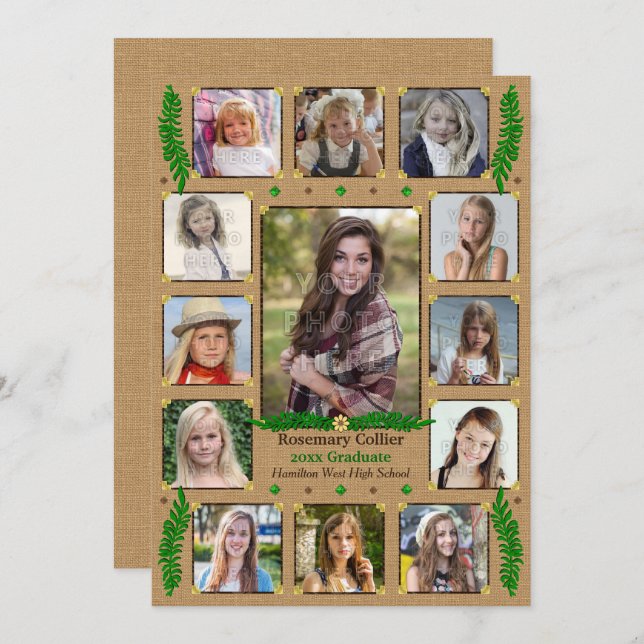 Invitación Partido de graduación de secundaria Collage de fot (Anverso / Reverso)