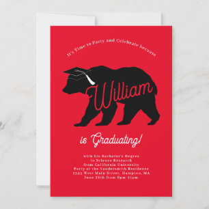 Invitación Partido de Graduación de Silhouette de Oso