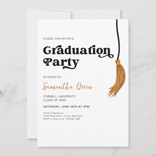 Invitación Partido de Graduación de Tassel (Anverso)