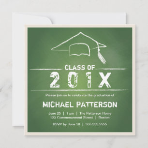 Invitación Partido de Graduación de Tassel y Cap Chalkboard