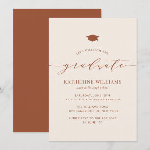 Invitación Partido de Graduación de Terracota con Guión Minim