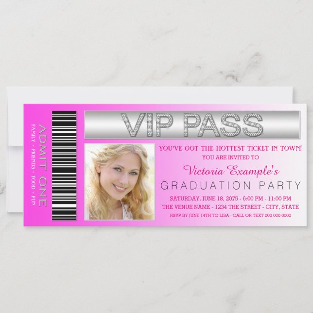 Invitación Partido de Graduación de Ticket de entrada VIP ros (Anverso)