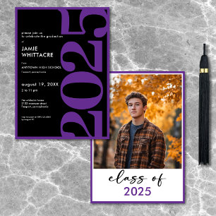 Invitación Partido de Graduación de Tipografía Mínima Morada 