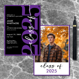 Invitación Partido de Graduación de Tipografía Mínima Morada 