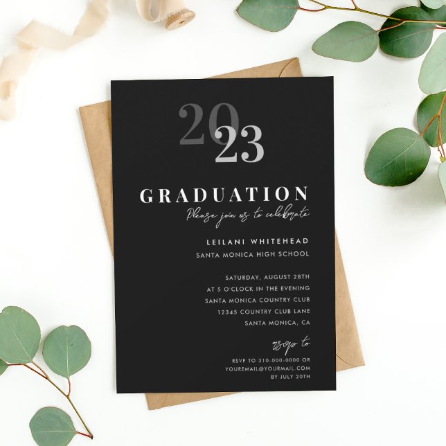 Invitación Partido de Graduación de Tipografía Moderna Negro (Subido por el creador)
