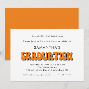 Invitación Partido de Graduación de Tipografía Naranja Retro 