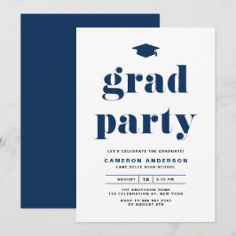 Invitación Partido de Graduación de Tipografía Negrita de la