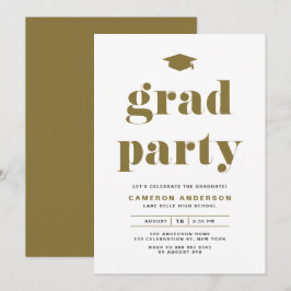 Invitación Partido de Graduación de Tipografía Negrita Gold R