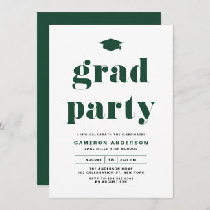 Invitación Partido de Graduación de Tipografía Negrita Retro 
