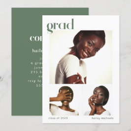 Invitación Partido de Graduación de Tres Collages de fotos Ve