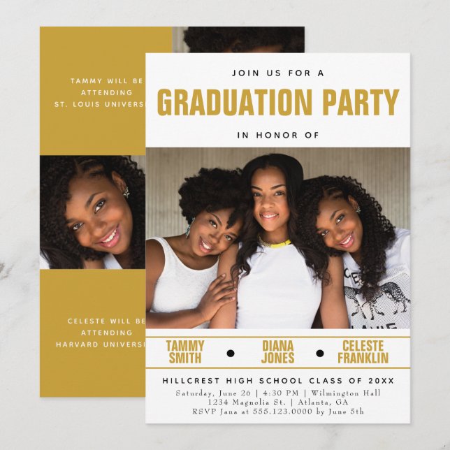 Invitación Partido de graduación de varios amigos (Anverso / Reverso)