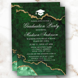 Invitación Partido de Graduación del Ácido de Mármol Verde de