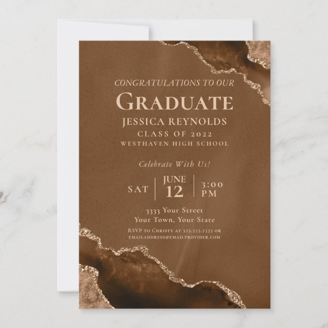 Invitación Partido de Graduación del Agate de Oro Marrón (Anverso)