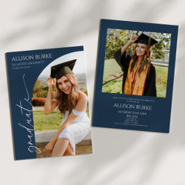 Invitación Partido de Graduación del Arco de Fotos Azul de la