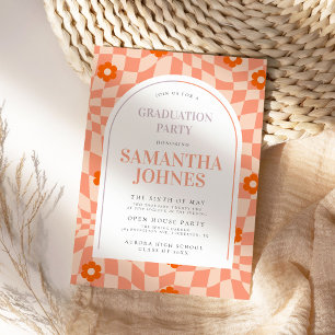 Invitación Partido de Graduación del Arco Retro de Color Negr