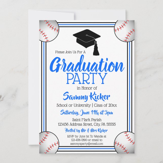 Invitación Partido de Graduación del Béisbol Azul y Negro