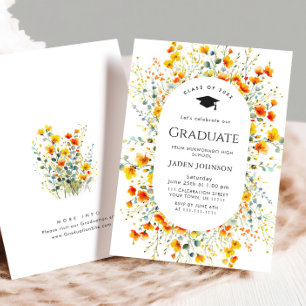 Invitación Partido de Graduación del Boho Watercolor Meadow W