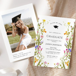 Invitación Partido de Graduación del Boho Watercolor Meadow W