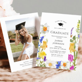 Invitación Partido de Graduación del Boho Watercolor Meadow W