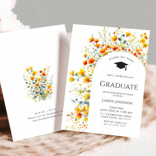 Invitación Partido de Graduación del Boho Watercolor Meadow W