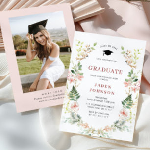Invitación Partido de Graduación del Boho Watercolor Meadow W