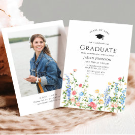 Invitación Partido de Graduación del Boho Watercolor Meadow W