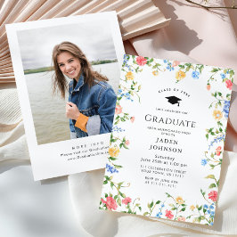 Invitación Partido de Graduación del Boho Watercolor Meadow W