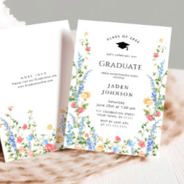 Invitación Partido de Graduación del Boho Watercolor Meadow W