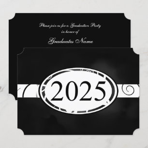 Invitación Partido de Graduación del botón Floral Blanco y Ne
