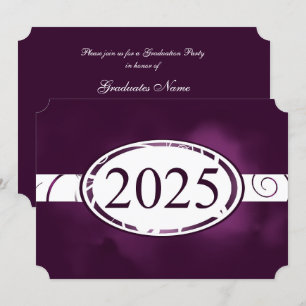 Invitación Partido de Graduación del Botón Floral Morado y Bl