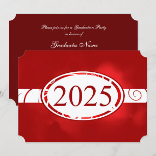 Invitación Partido de Graduación del Botón Floral Rojo y Blan