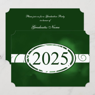 Invitación Partido de Graduación del botón Floral Verde y Bla