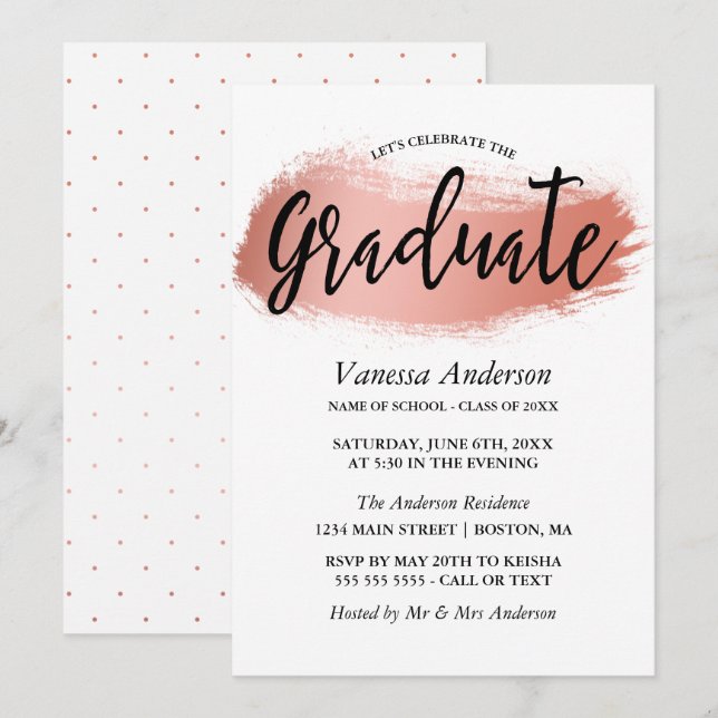 Invitación Partido de Graduación del Cepillo de Oro Rosa (Anverso / Reverso)