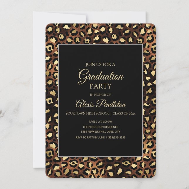 Invitación Partido de Graduación del Chetah del Leopardo Negr (Anverso)