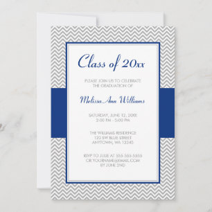 Invitación Partido de Graduación del Chevron Azul y Gris de l