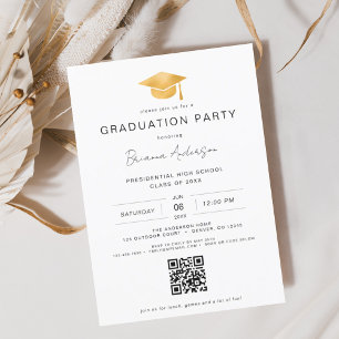 Invitación Partido de Graduación del Código QR del oro Minima